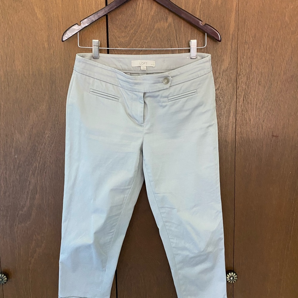 Ann Taylor LOFT Silver Grey Cropped Straight Leg Women’s Size 2 Petite Pants